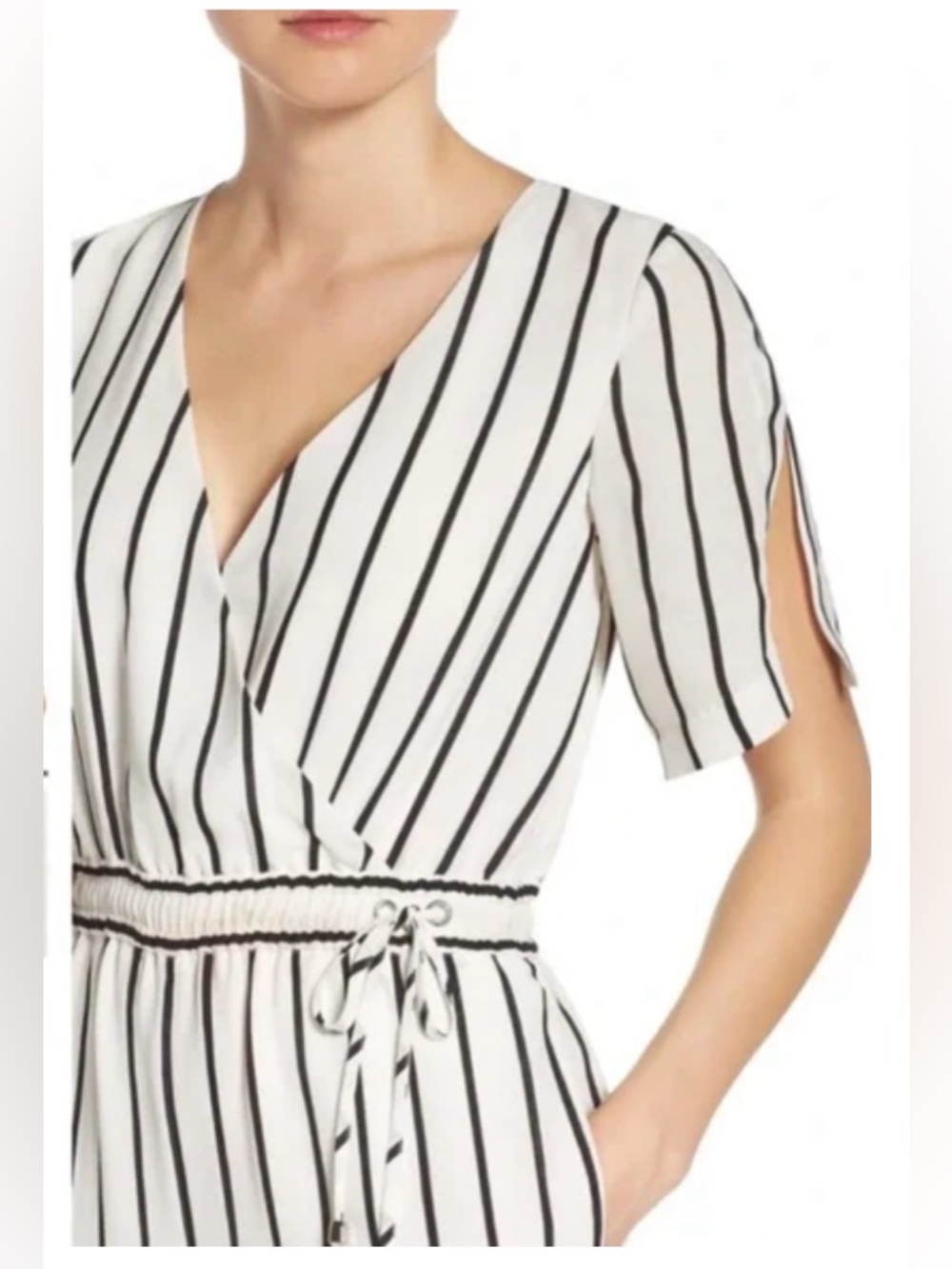 Ali & Jay Striped White Jumpsuit - Women Sz Small